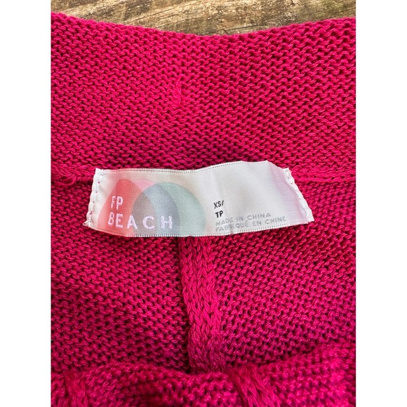 Free People FP Beach Magenta Pink Knit Joggers Linen Blend Pants XS - Picture 2 of 4